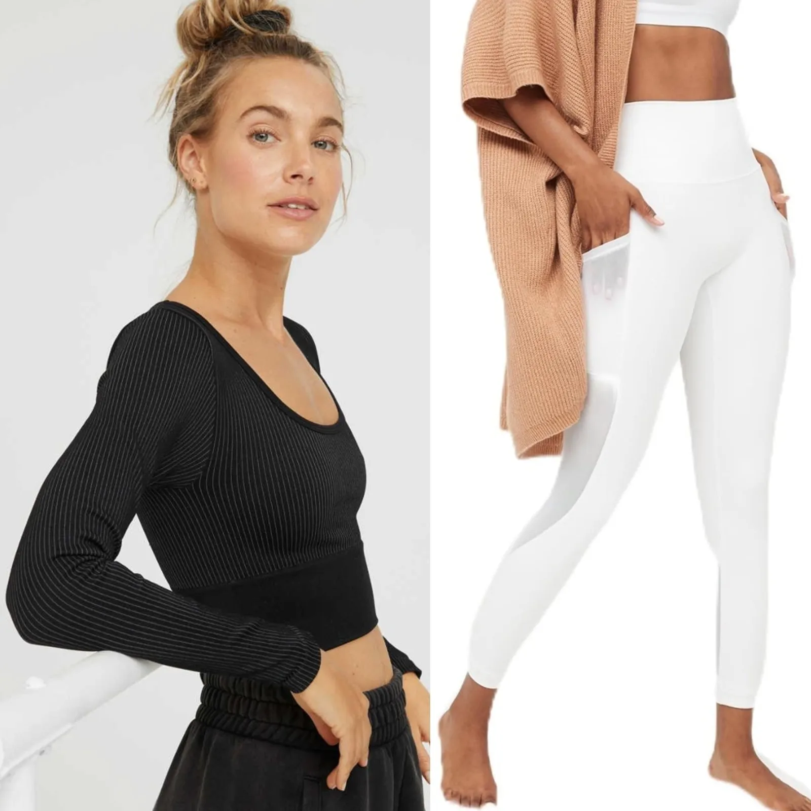 NWT Aerie Sidewalk Seamless Ribbed Crop Tee & Goals High Rise Leggings Bundle L - Image 2