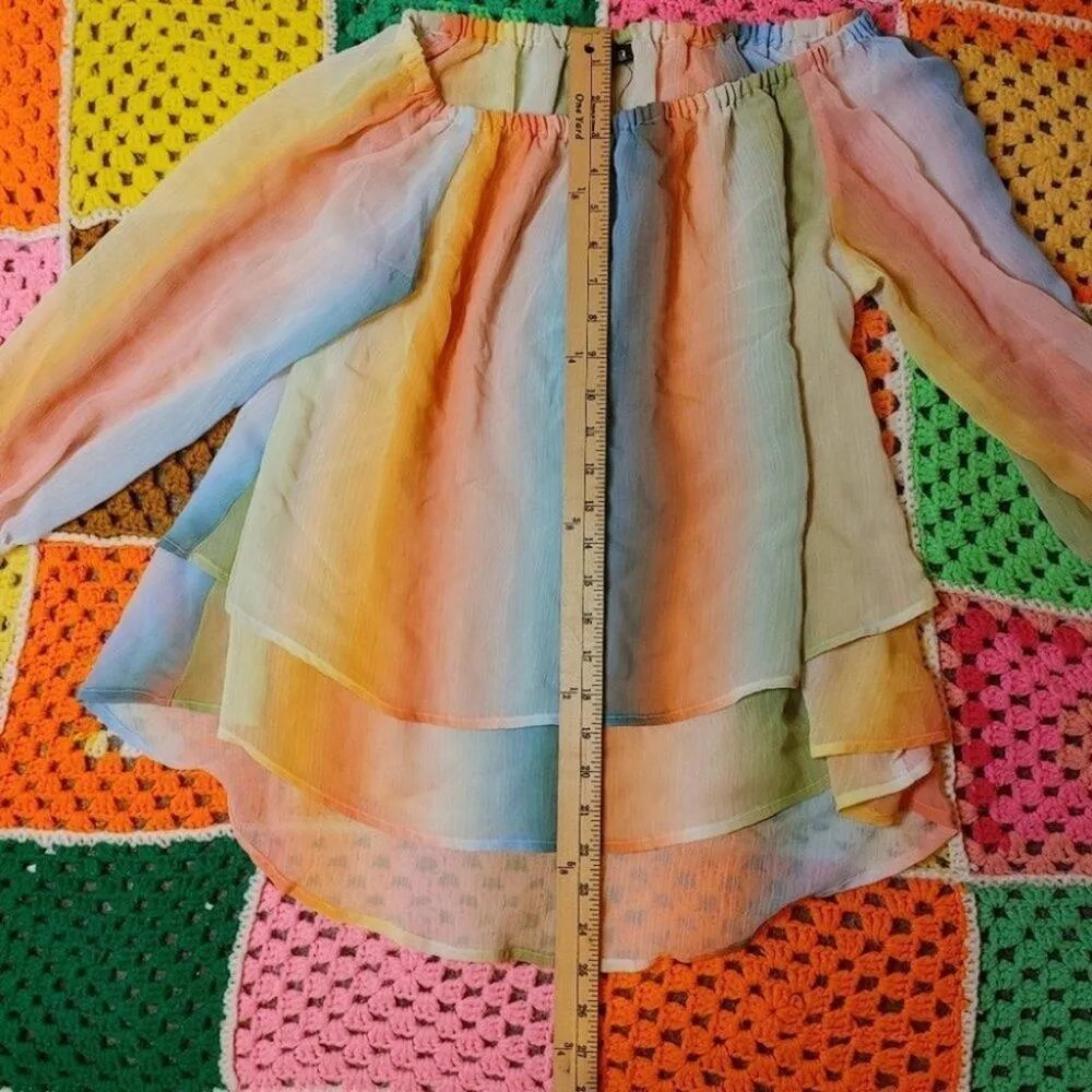 A new Approach A.N.A Size Small  Sz S light Sheer Pastel Long Sleeve Bow Sherbet - Image 5