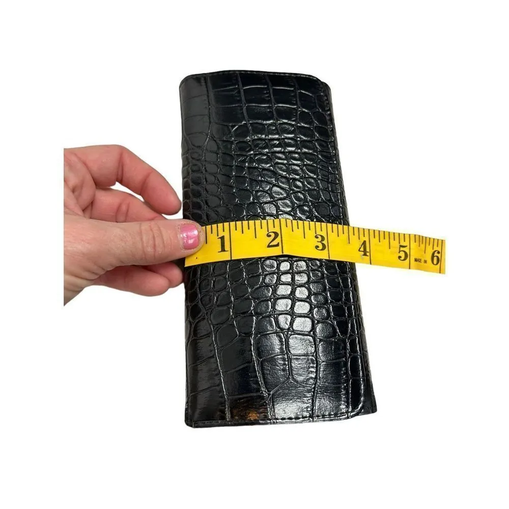 Alligator black printed faux leather shoulder handbag and matching long wallet - Image 6