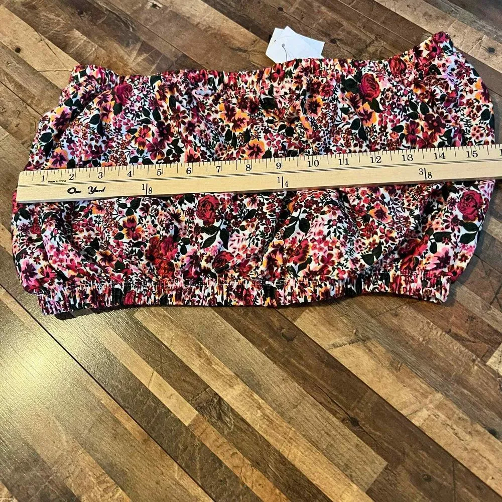 Topshop Floral Print Bandeau Crop Top Summer Festival Boho US 10‎ - Image 7