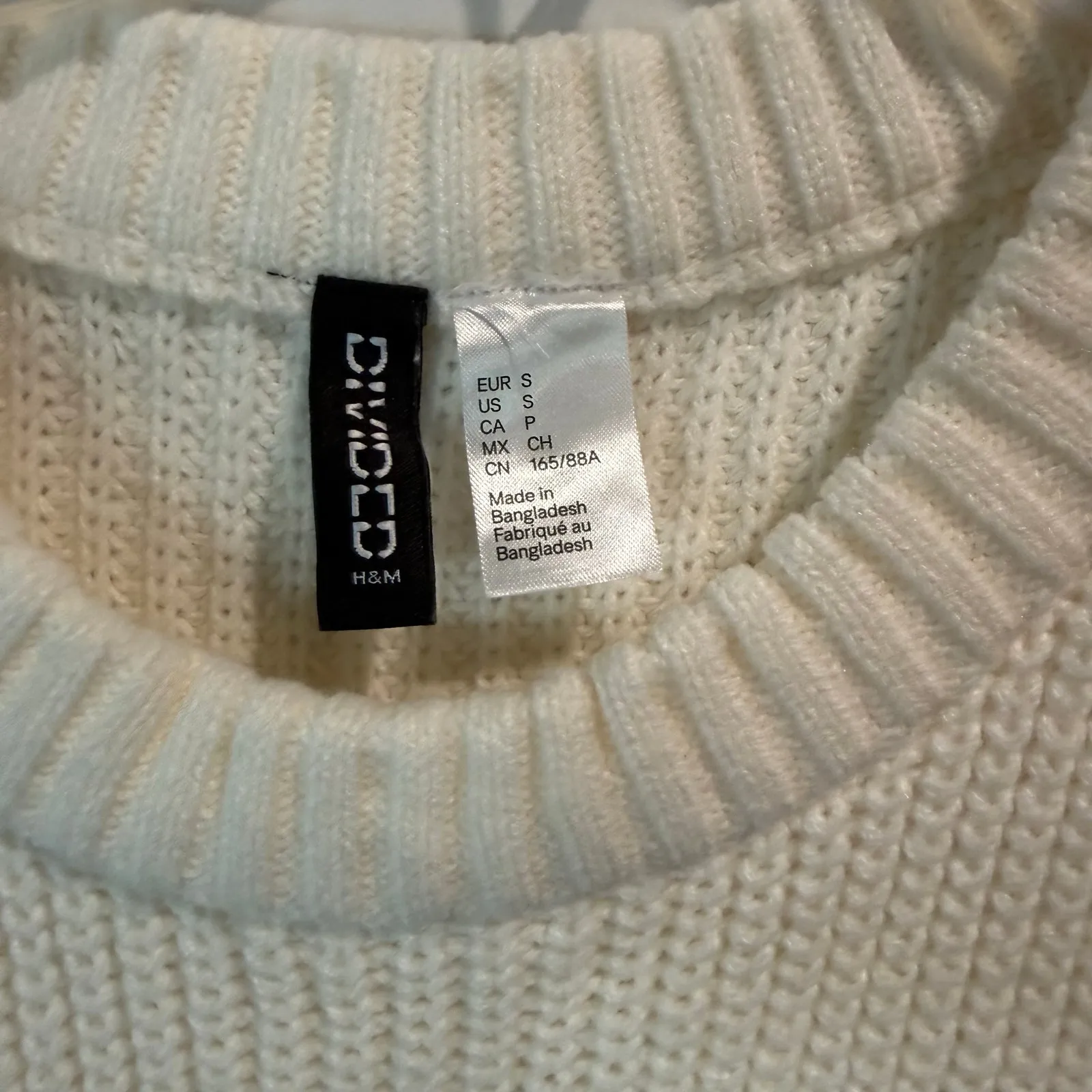 Women's H&M Divided cream cropped knit sweater vest chunky rib-knit Small - Image 3