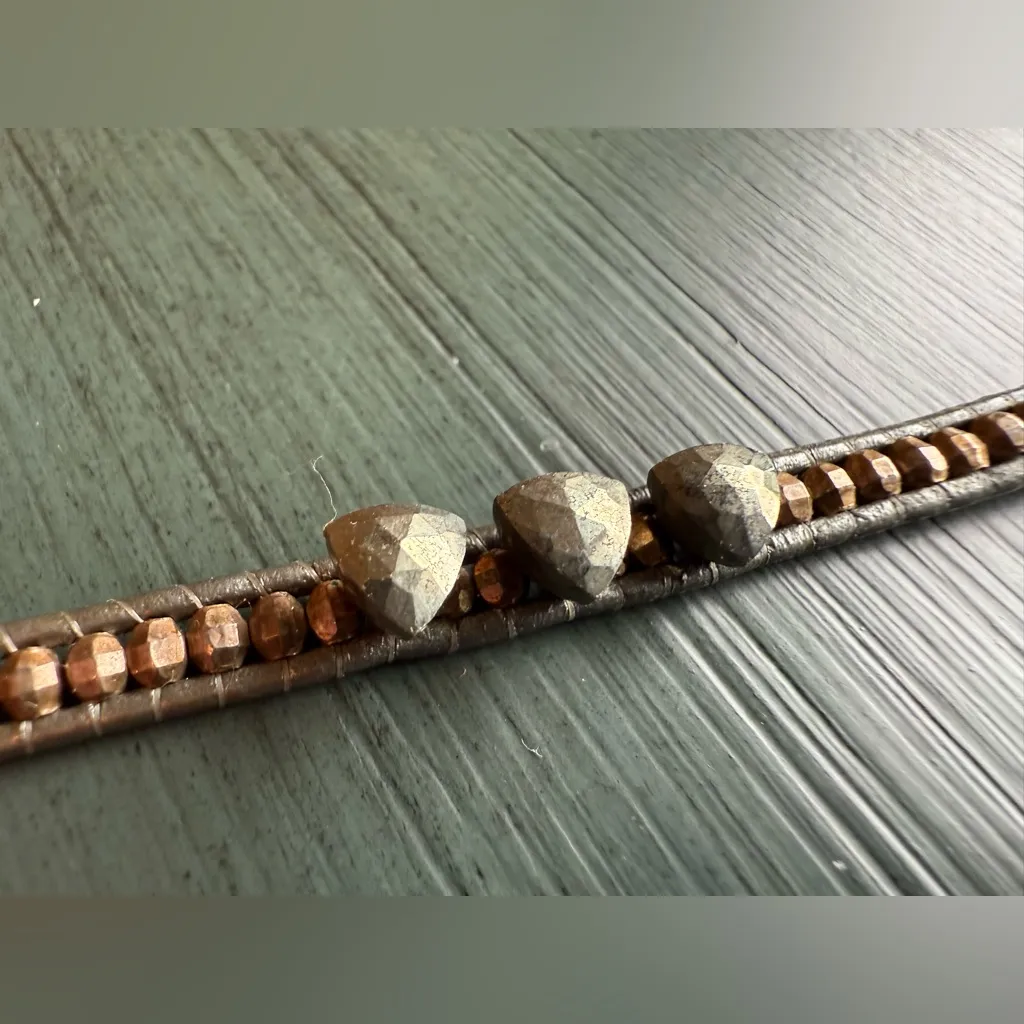 Chan Luu Leather Pyrite Adjustable Bracelet - Image 2
