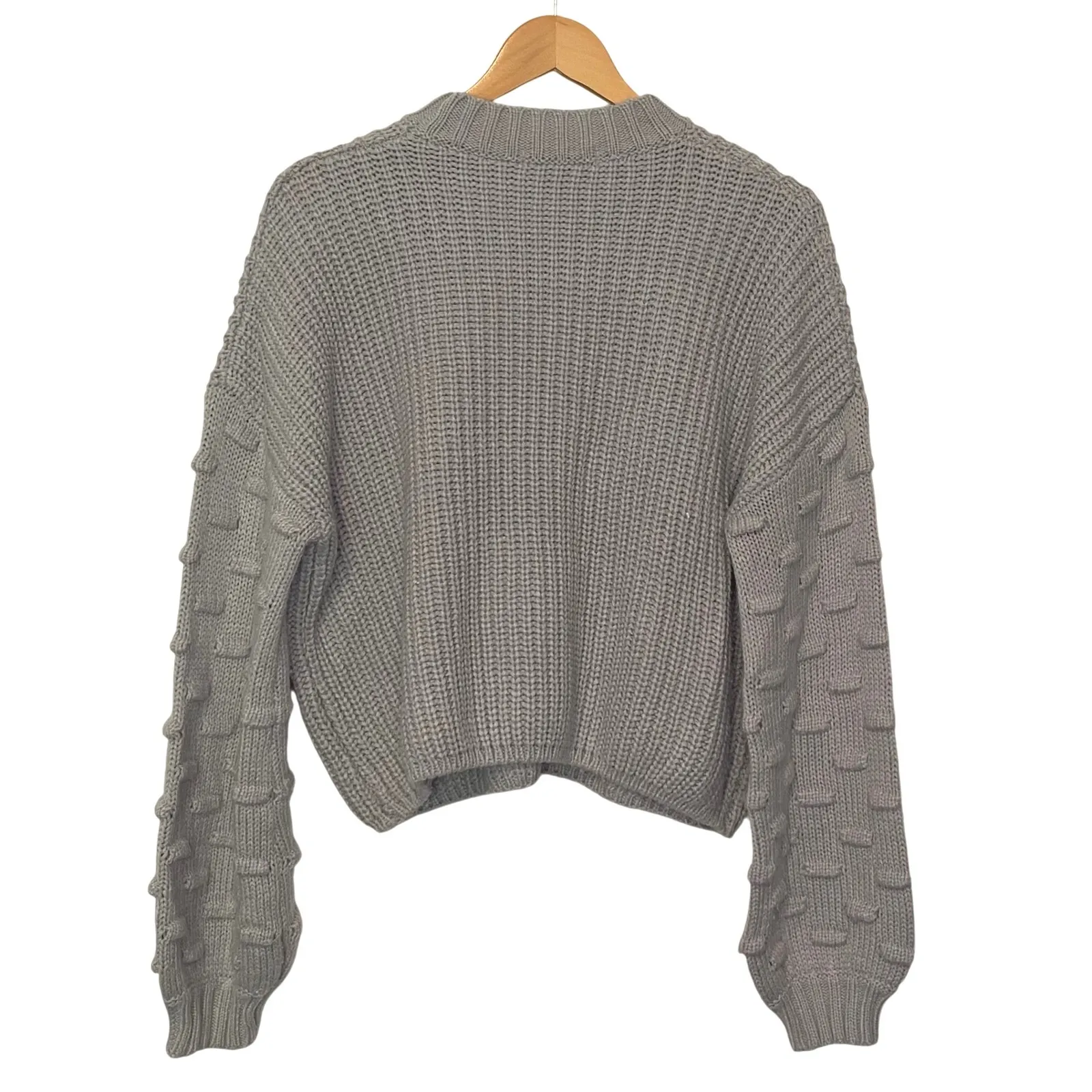 Miss‎ Sparkling Women's Gray Knit Sweater Large Mock Neck Long Sleeve - Image 2