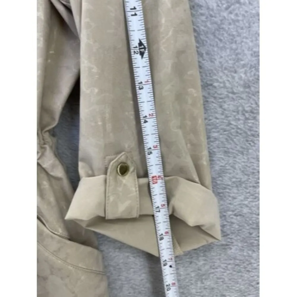 Chicos' Women's Blouse Roll Tab Sleeve Full Zip Size 2 Large Beige - Image 4