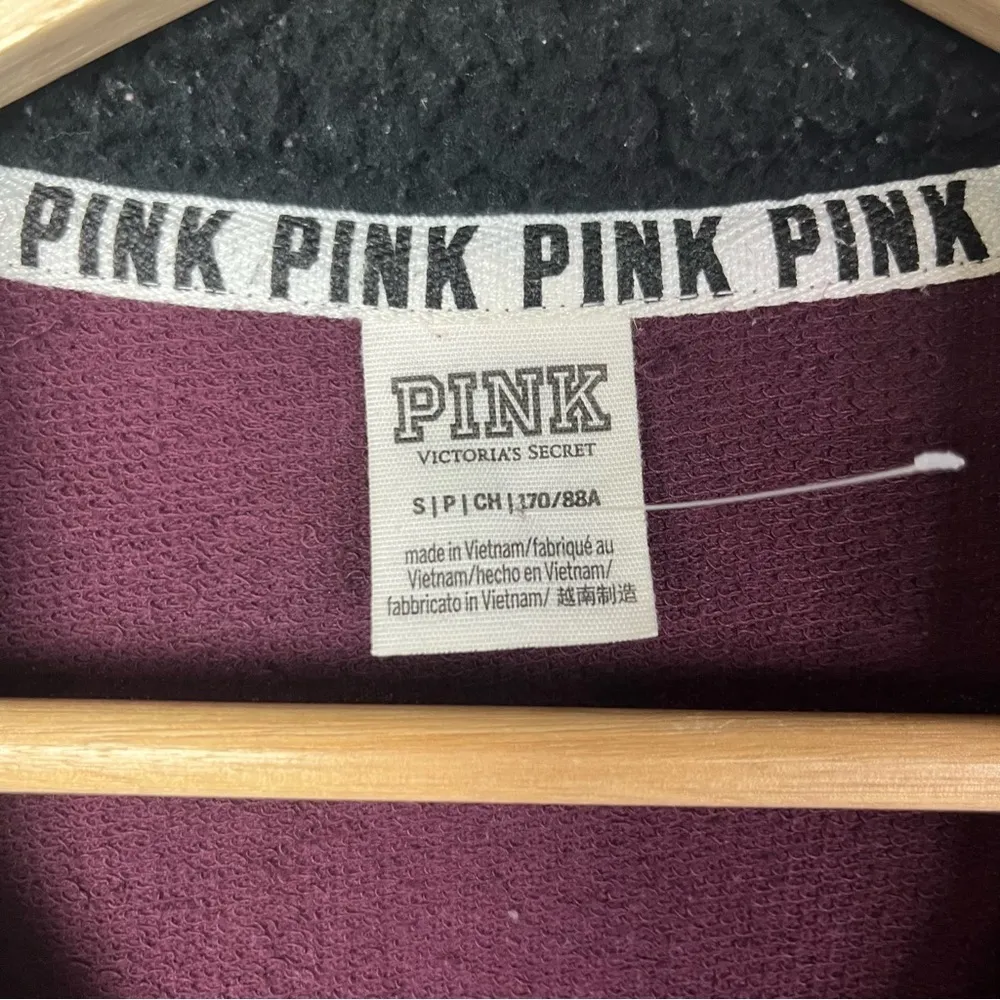 PINK by Victoria's Secret Burgundy Red Logo Quarter Zip Pullover Sweatshirt S - Image 5