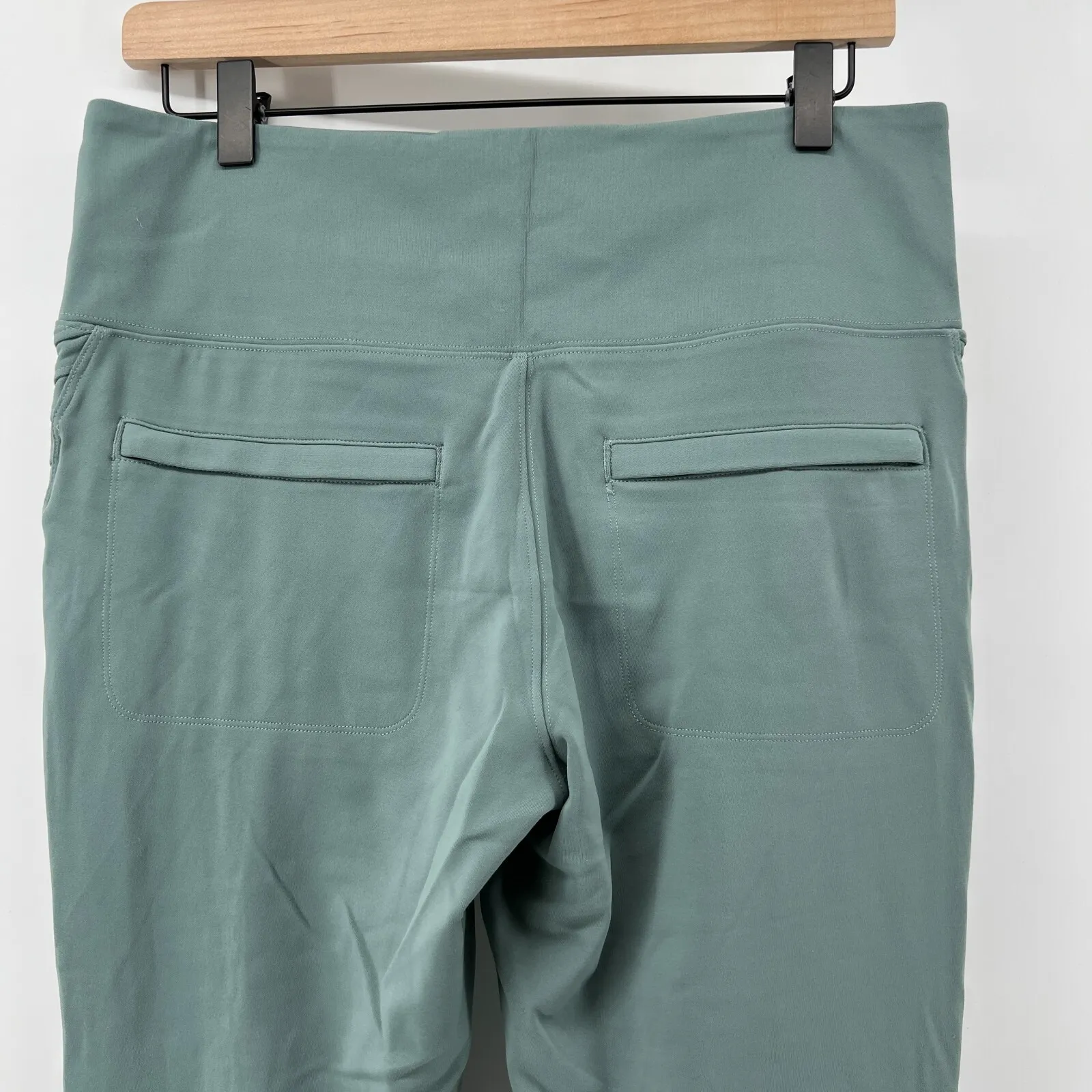 Athleta Women L Delancey Moto Tight Legging Sage Green Stretch High Rise Pockets - Image 4