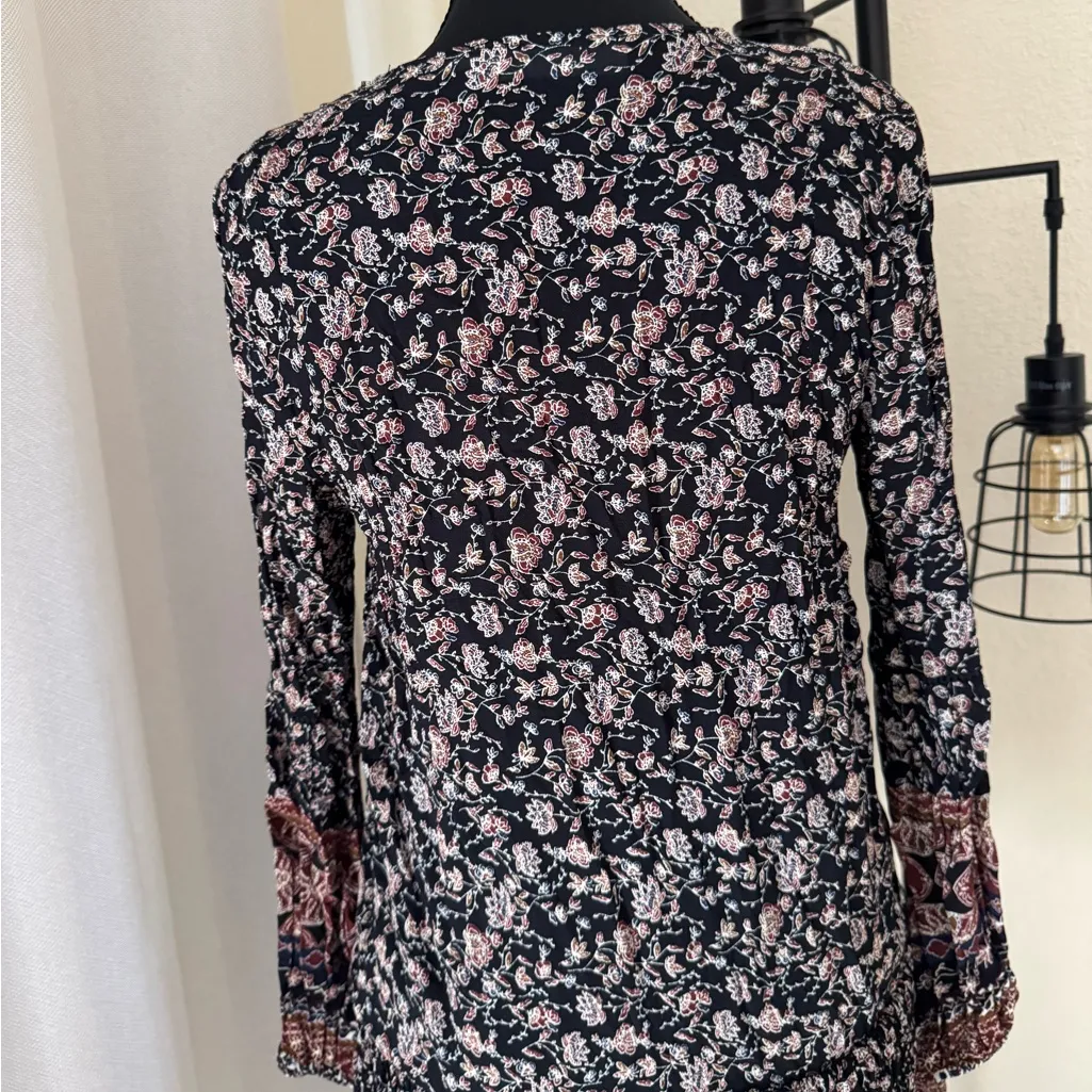 ASTR The Label Boho Floral Long Sleeve Fairy Ruffle Tiered Dress XS - Image 6