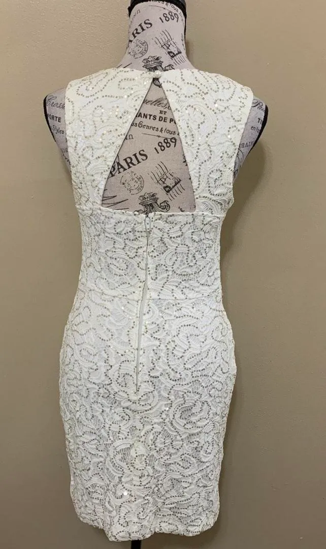 White Ivory Gold Sequined Dress - Image 4