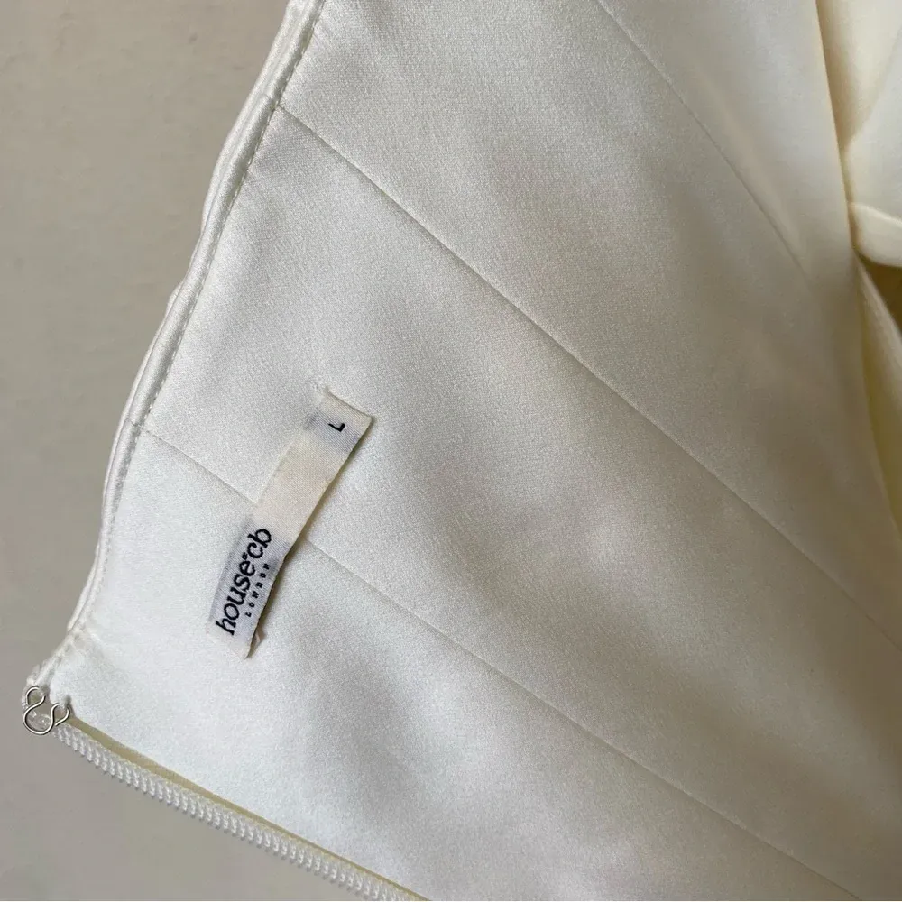 HOUSE OF CB 'Loulou' Ivory Satin Cutout Midi Dress rhinestone NWOT size‎ Large - Image 5