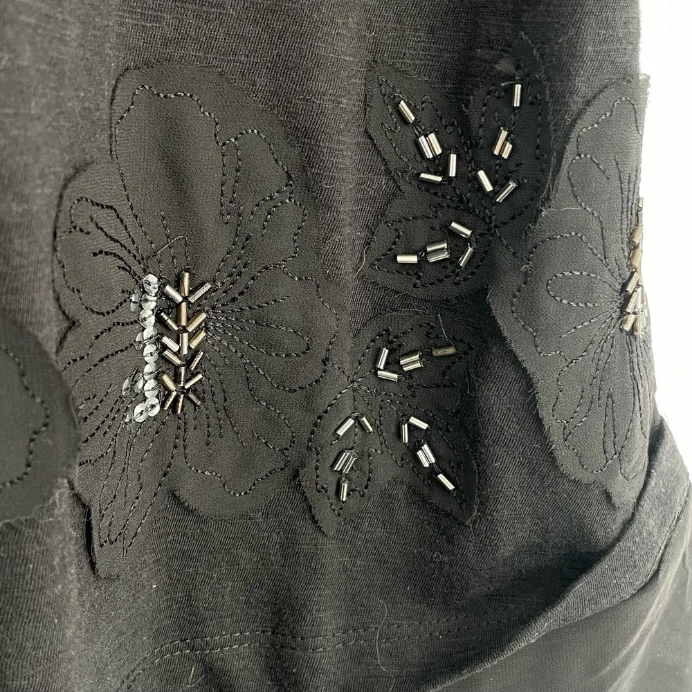 Logo Lori Goldstein 3/4 Sleeve Black Babydoll Embelished Whimsigoth Tunic Top XS - Image 8