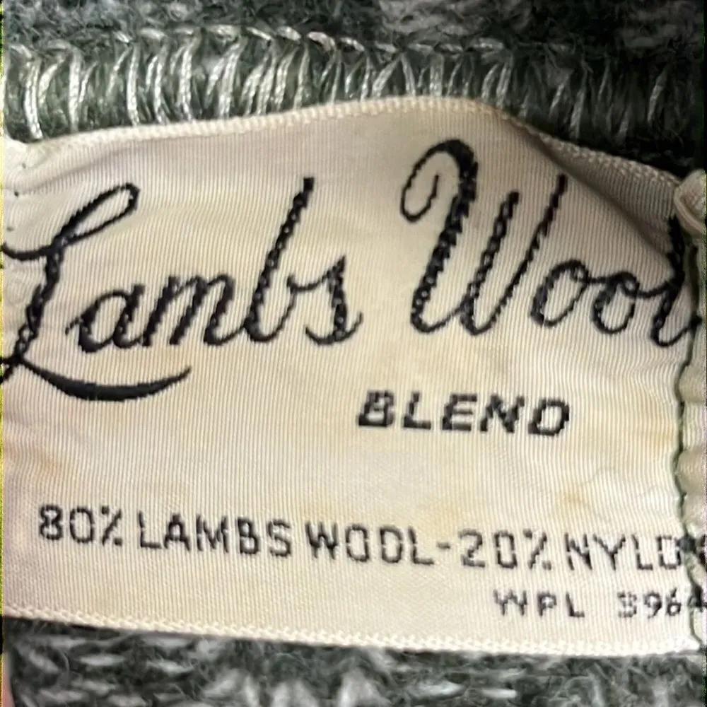 Lambs Wool Blend Heather Green Long Sleeve Cable Knit Cross Cowl Neck Sweater-PL - Image 12