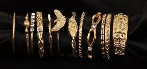 12Pc Gold Tone Boho Style Stack Ring Set - Image 3