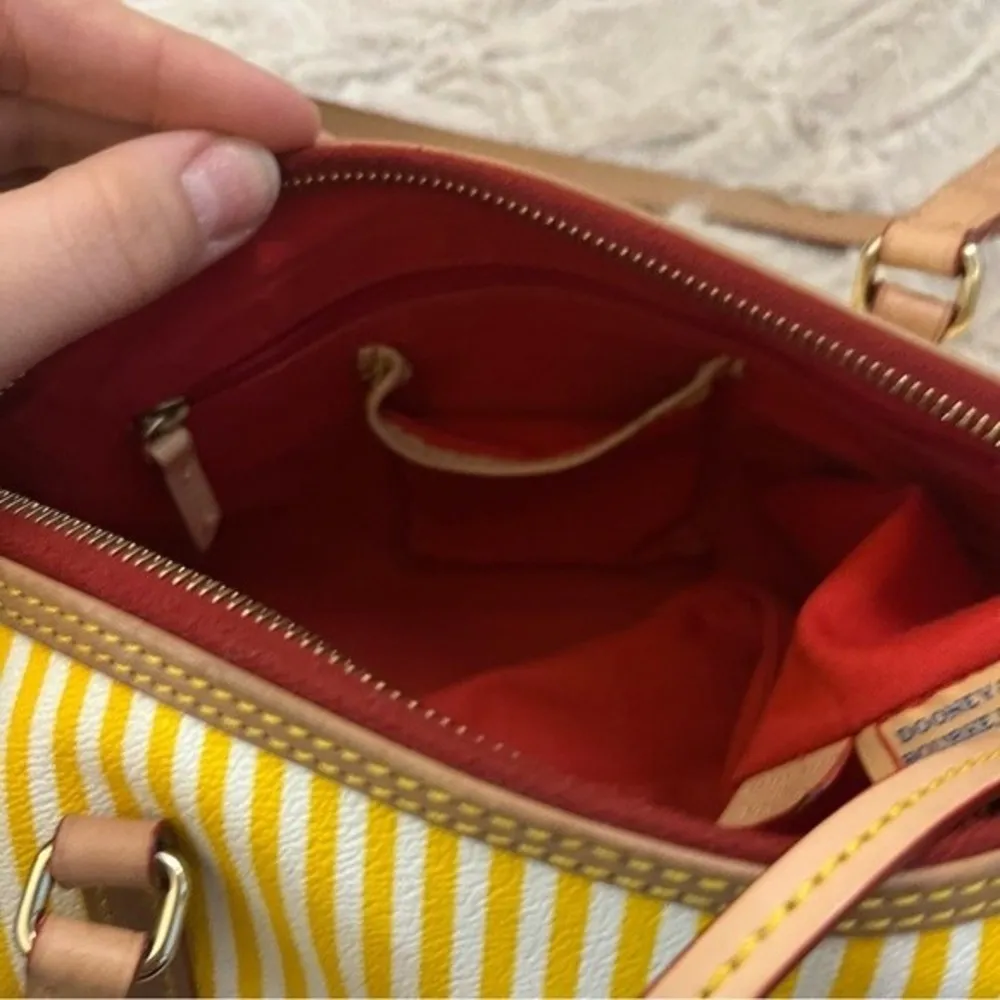 Dooney and Bourke Yellow and White Striped Barrel Bag - Image 11