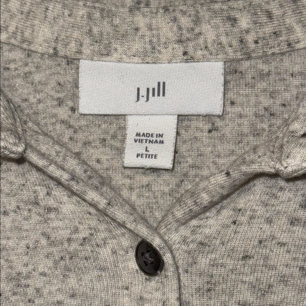 JJill Twist Top Supima Cotton Overlap Shirt Women’s L Large Petite Gray Heather Size undefined - Image 4