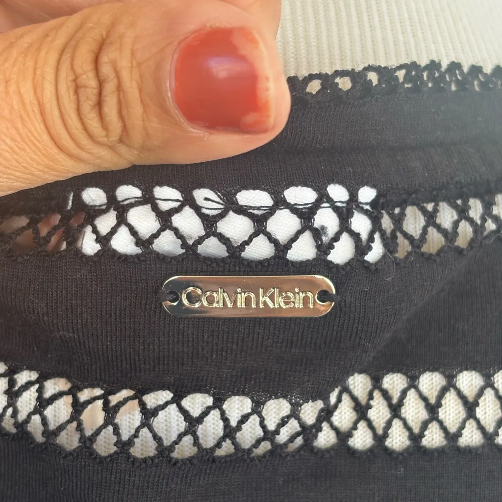 Calvin Klein Black Sheer Striped Coverup - Image 7