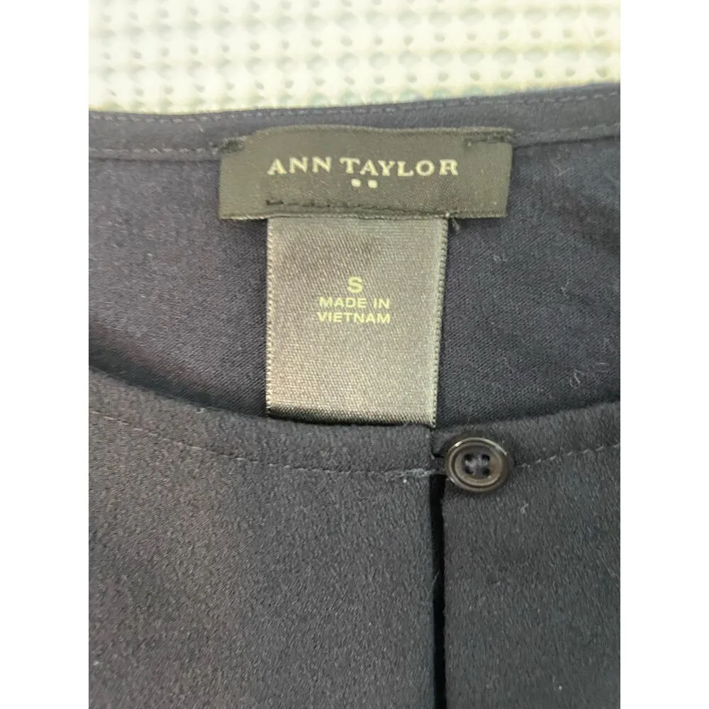 Ann Taylor Navy Blue Blouse Size Small Work Office Career Dressy Casual Top - Image 2