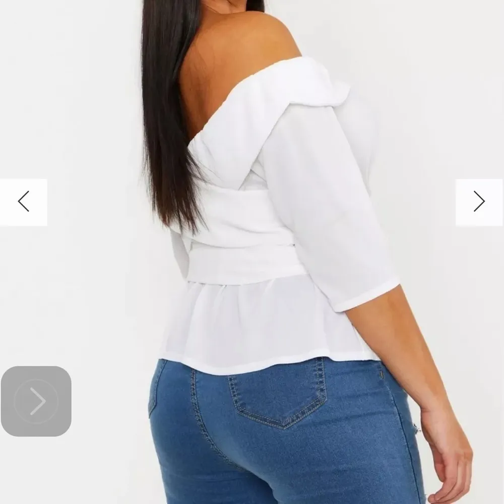 Boohoo Ruched Off The‎ Shoulder Crepe Blouse Plus White Size 18 - Image 2