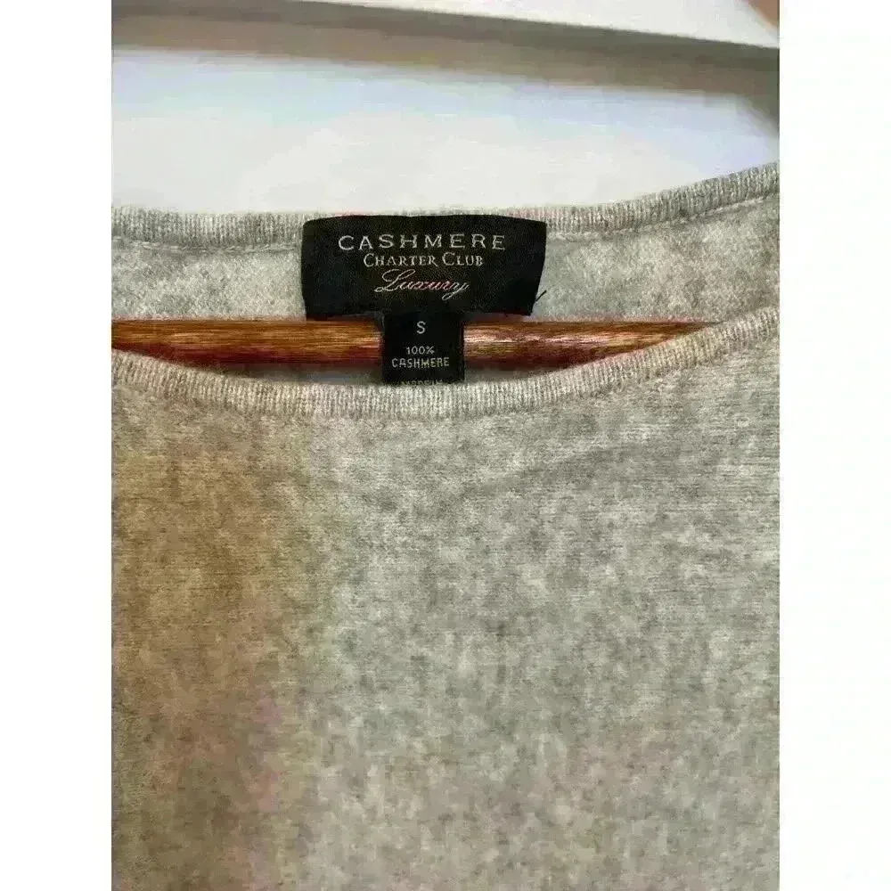 Charter Club Luxury Cashmere Shirttail Hem Gray Sweater, S - Image 3