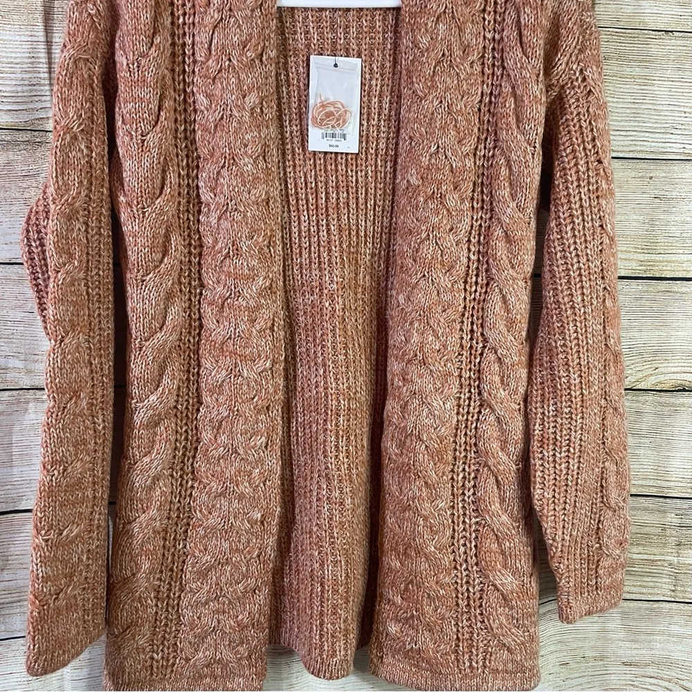 chunky knit cozy stretch open cardigan orange/glitter women size XS - Image 7
