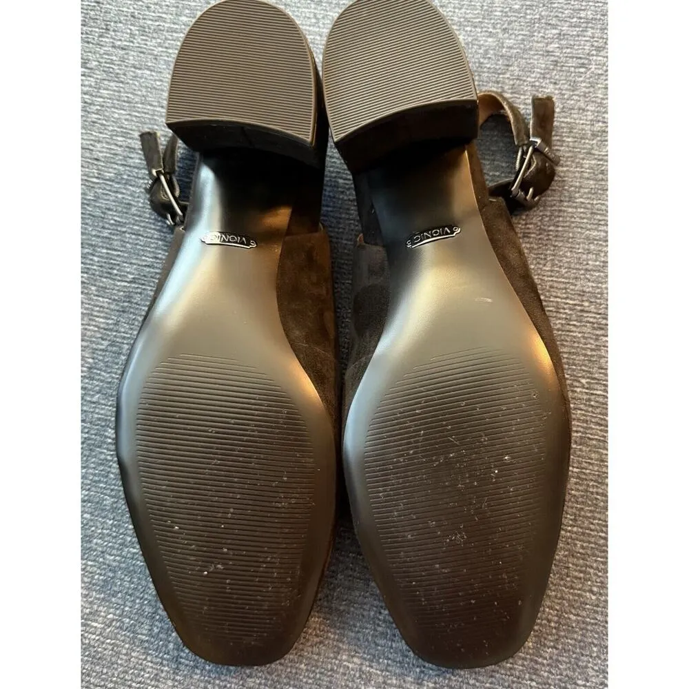 Vionic  Nareen Pumps US 9 Black Suede Slingback Block Heel Shoes Holiday Formal - Image 7