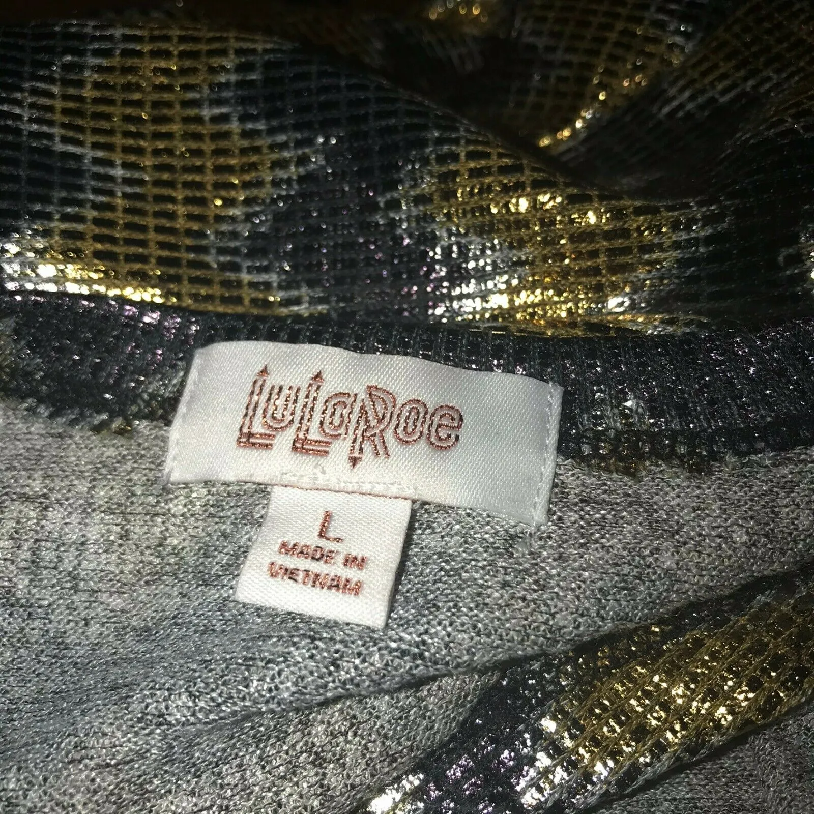 LuLaRoe Womens Duster Sz L Sarah Metallic Gold Silver‎ Long Evening Coat NEW - Image 3