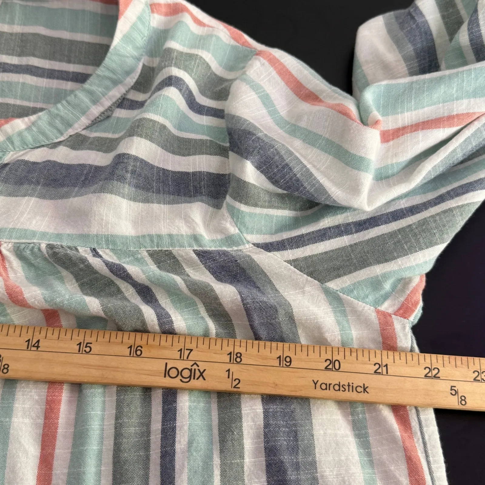 Knox Rose BOHO Faded Striped Blouse Size M Peasant Tunic Top Bishop Beach - Image 9