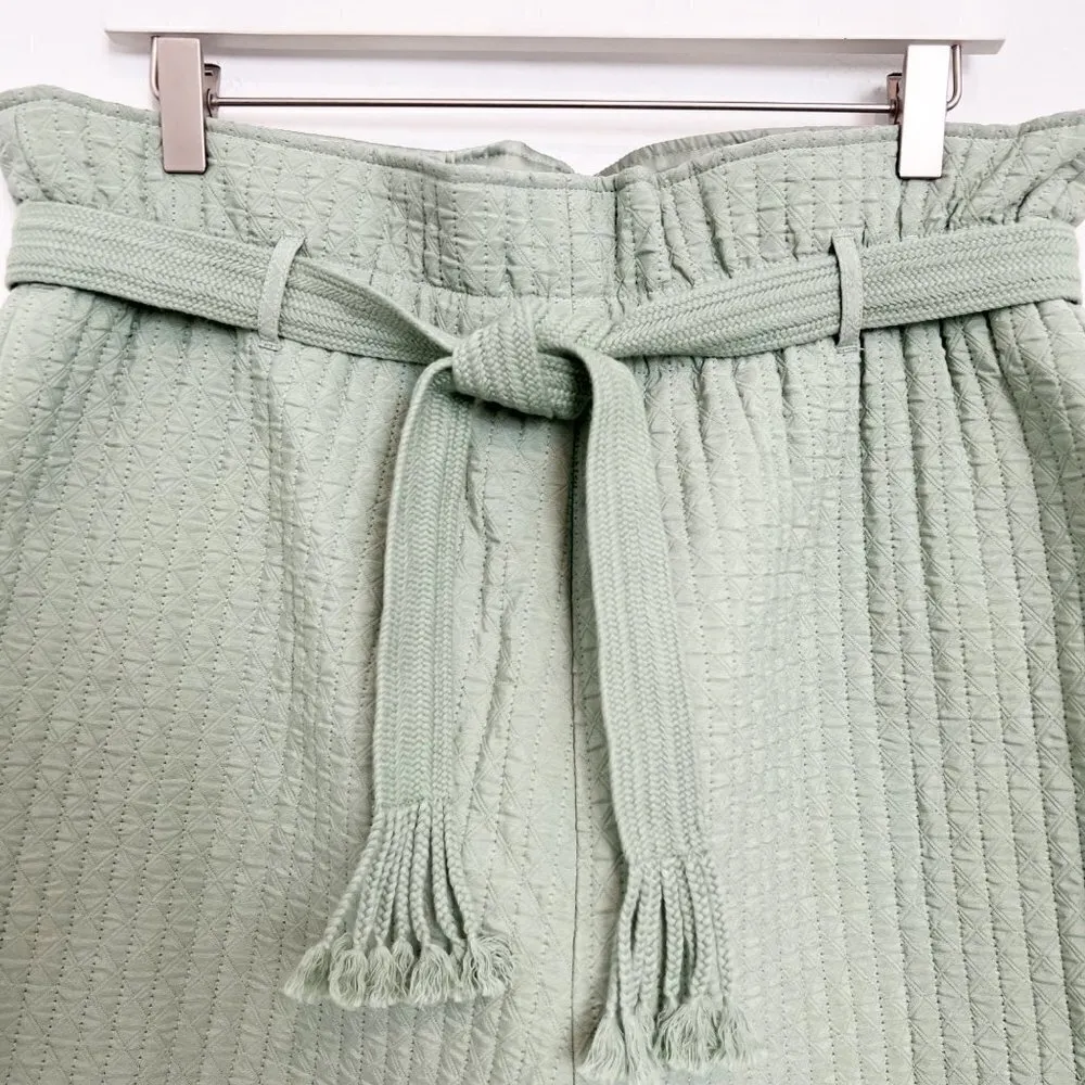 NEW Samsoe Quilted Ember High Rise Belted Paperbag Green Shorts‎ NWOT Size Large - Image 3