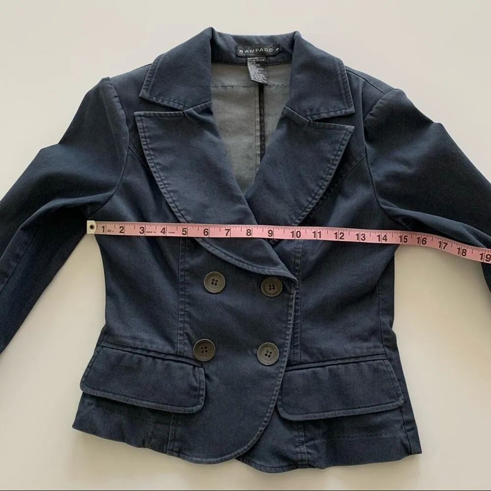 Via Penny Lane Reworked Apparel | Britney Spears Graphic Denim Blazer Jacket Blue - Image 4