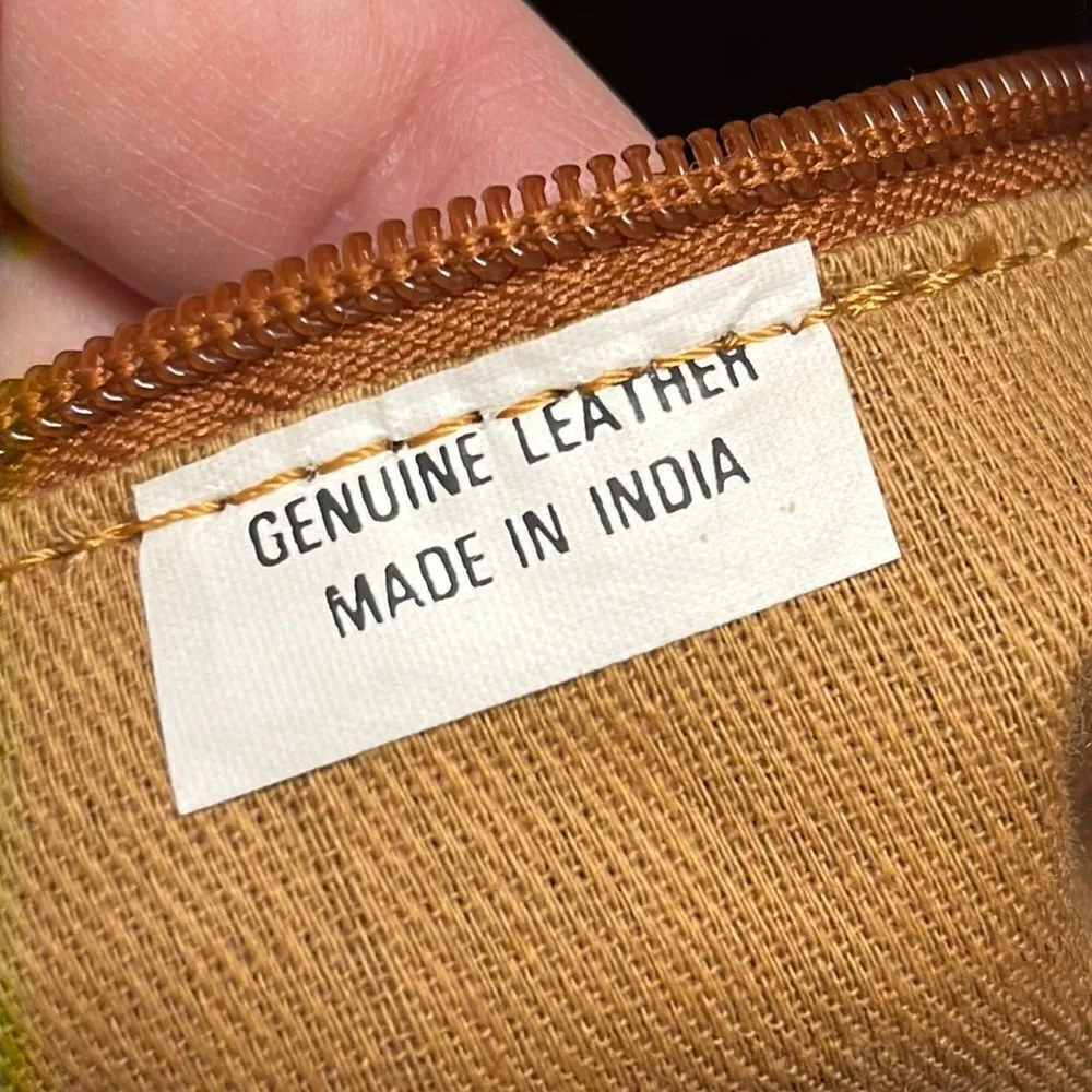 Genuine Leather Camel Shoulder Purse w/ Braided Accent & Silver-Tone Hardware - Image 12