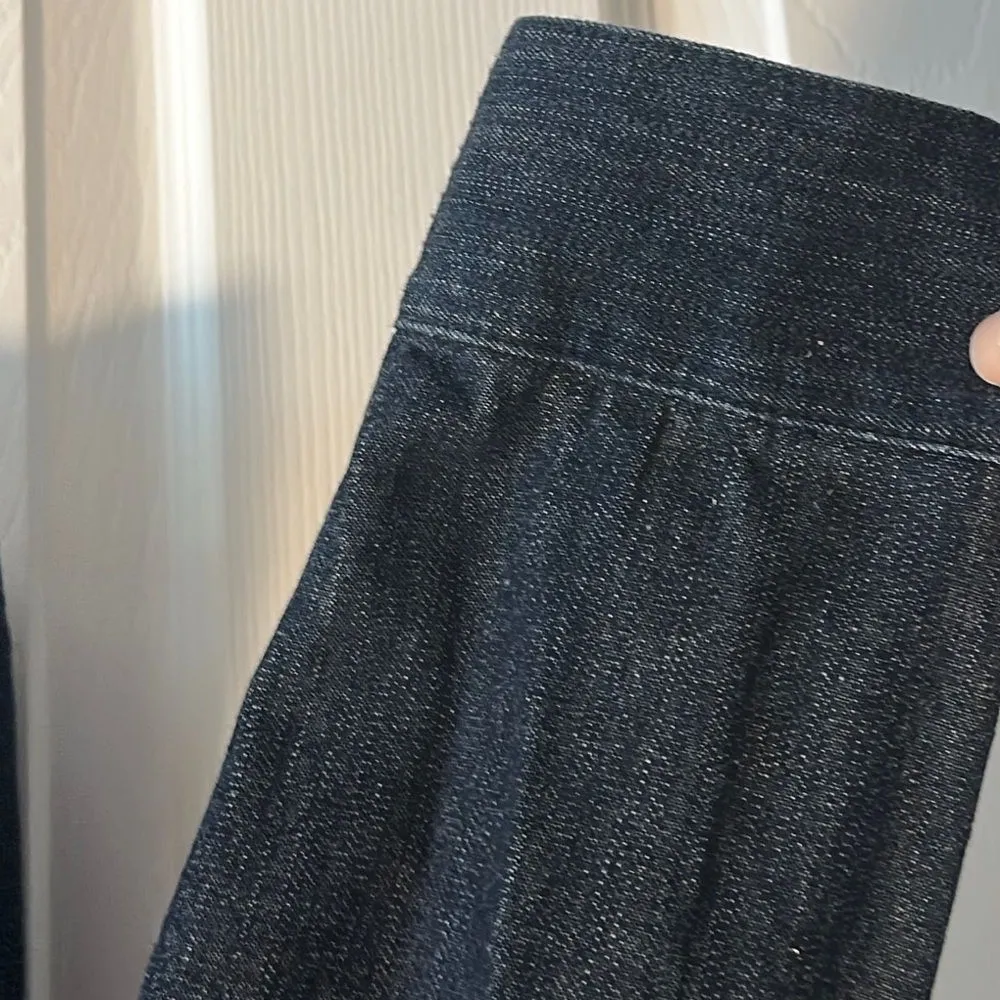 CHARTER CLUB Women’s Dark Blue Denim Collarless Button Down Jacket Size L - Image 4