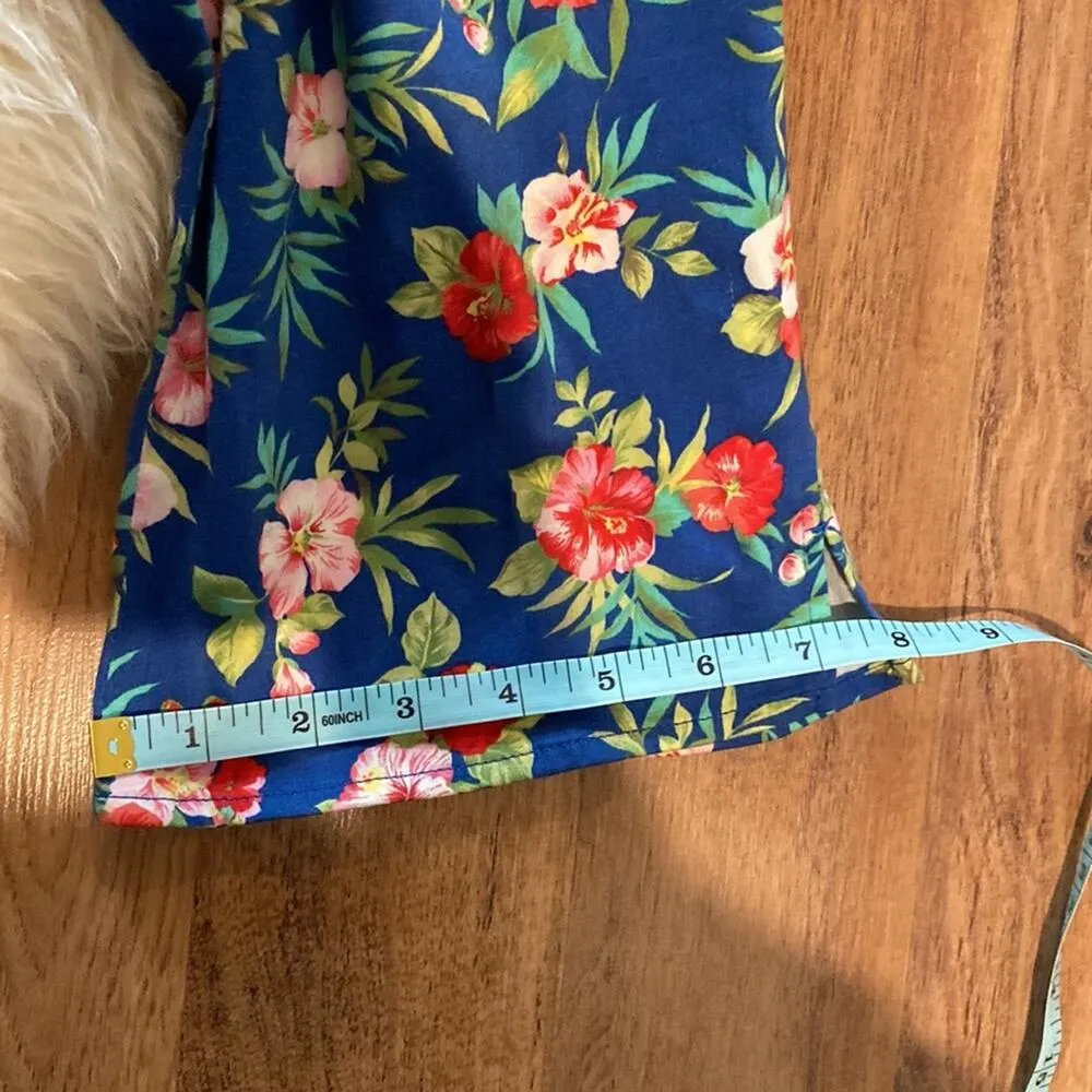 Lauren Ralph Lauren Colorful Floral Women’s Cropped Capris Sz 12 Petite Cotton Blue - Image 10