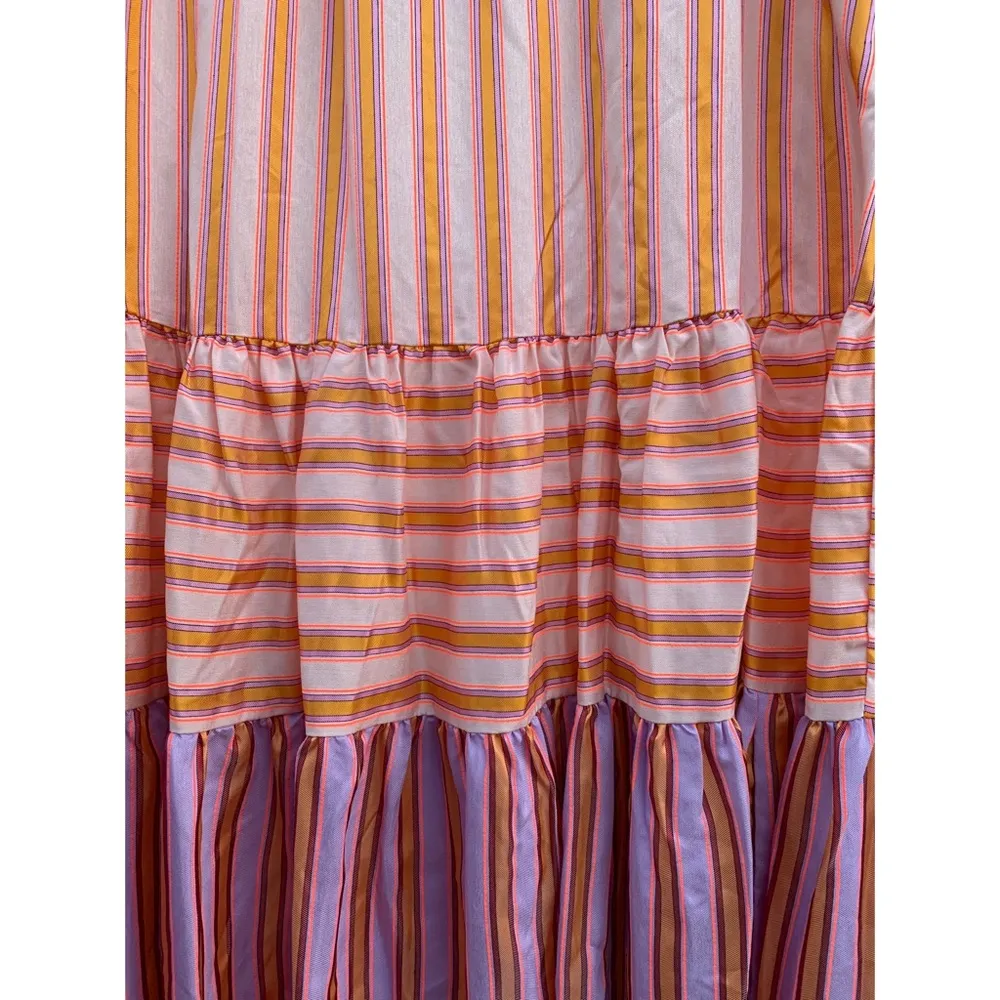 Dolan Collection Frida Maxi Skirt Pink Tiered Stripe NWT Large - Image 2