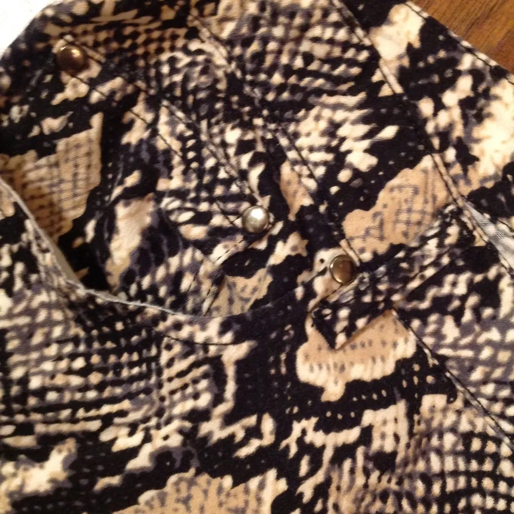 FORLA Paris Pants Snakeskin Pattern Skinny Pants Brown Beige White Sz XL - Image 6