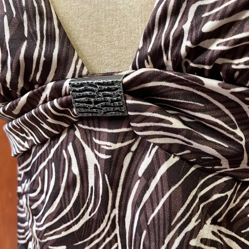 Jantzen Tankini Swimsuit 2pc Bikini Brown Halter Tropical Palm 10 - Image 4