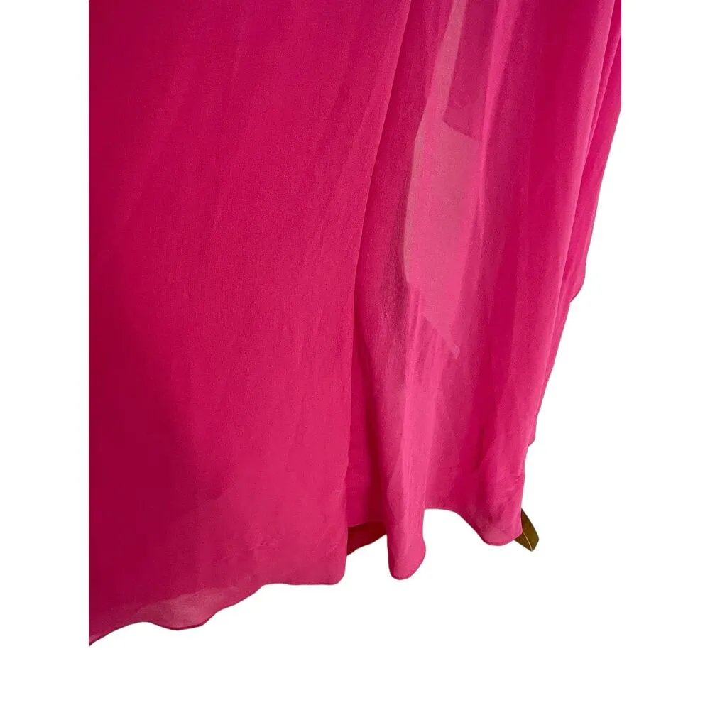 Cache Dress Womens 8 High Low Chiffon Pink Pleated Cutout Evening Prom Y2K - Image 7