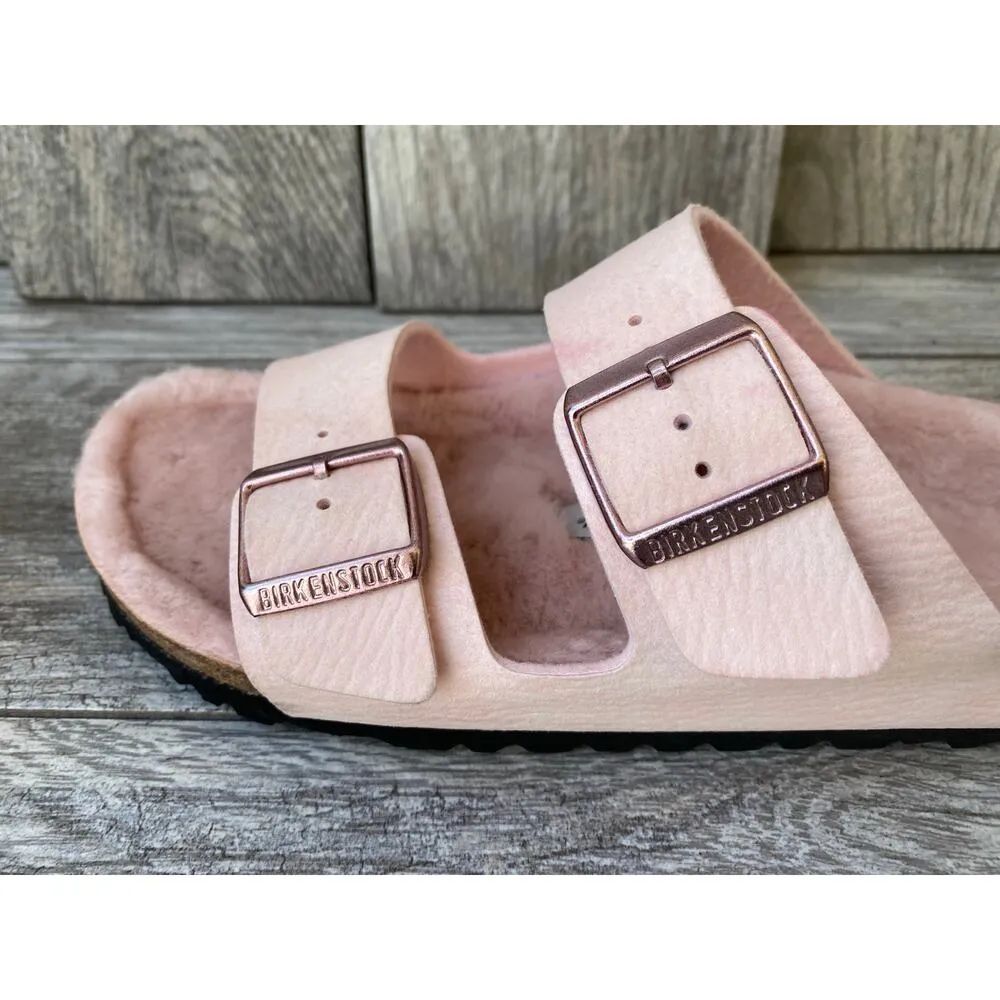 Birkenstock Arizona Shearling Sandals Desert Dust Light Rose Narrow Fit 42 - Image 2