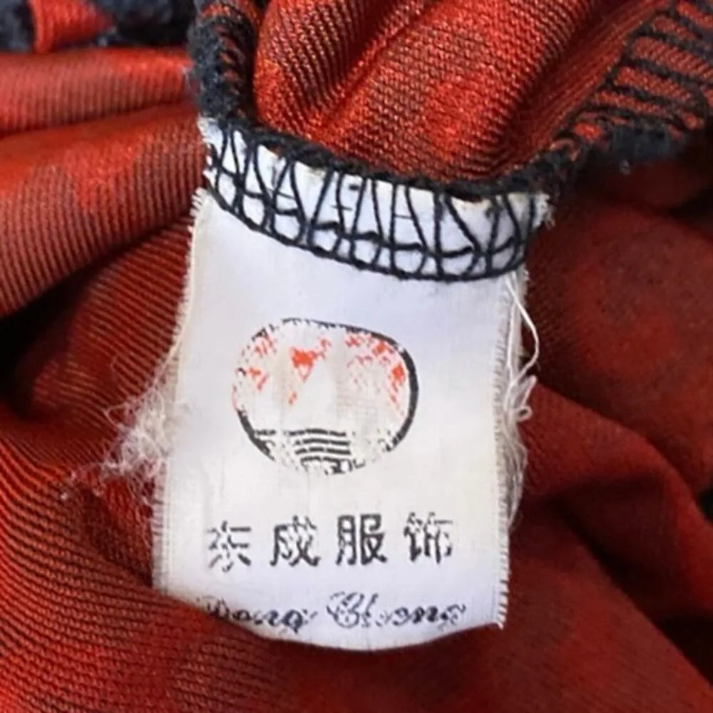 Women's Black Orange Textured Jaquard Turtleneck long Sleeve Sweater Top Size S - Image 4