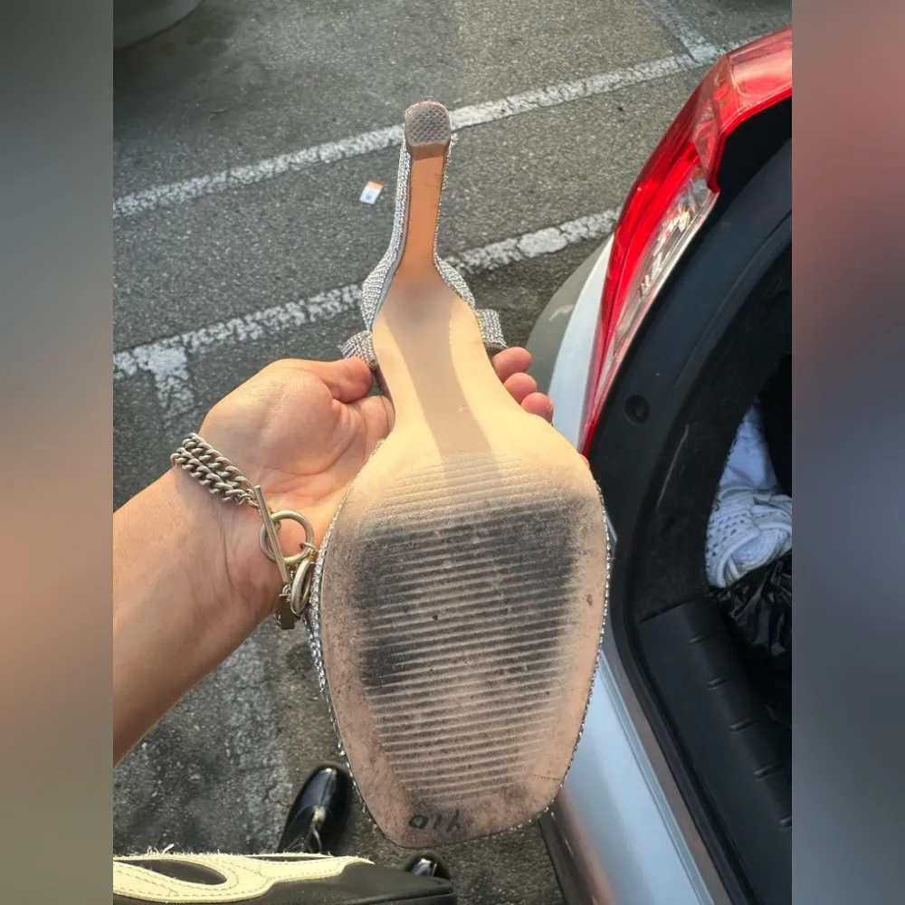 Y2K Silver Steve Madden diamond open toe high heels with sparkles, diamond strap - Image 3