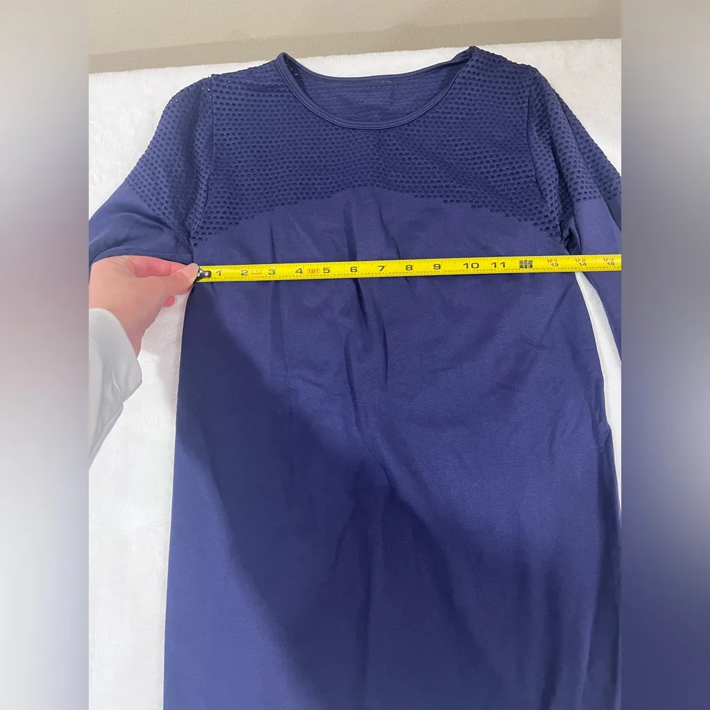 Unbranded Performance Workout Long Sleeve Top With Mesh Panels Blue - Image 6