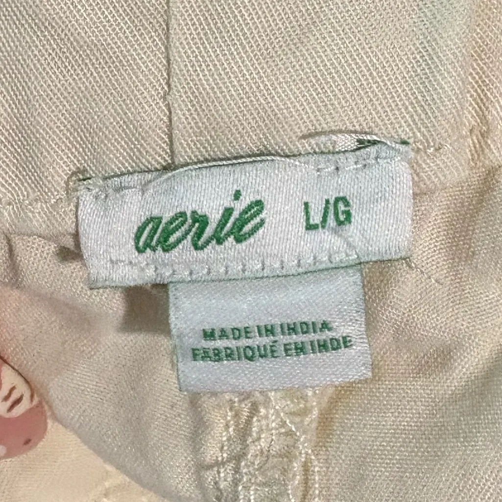 Aerie High Waist Cream Paper‎ bag Shorts - Image 3