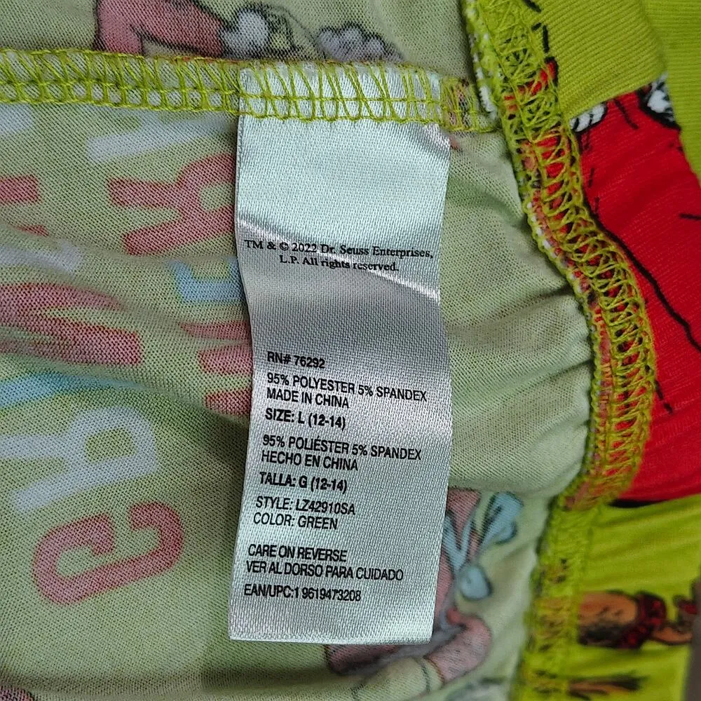 Dr Seuss The Grinch Holiday Pajama Set Green Red Womens Large - Image 6