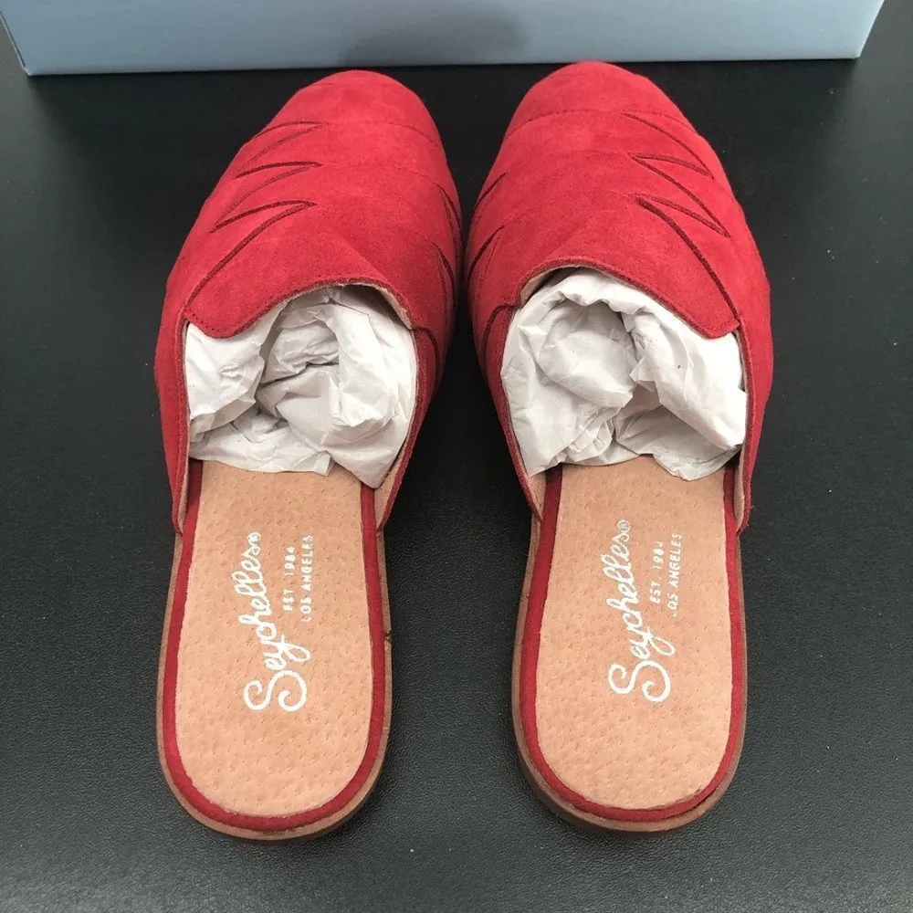 Seychelles Existence Red Suede Basket Weave Flat Mules New in Box - Image 10