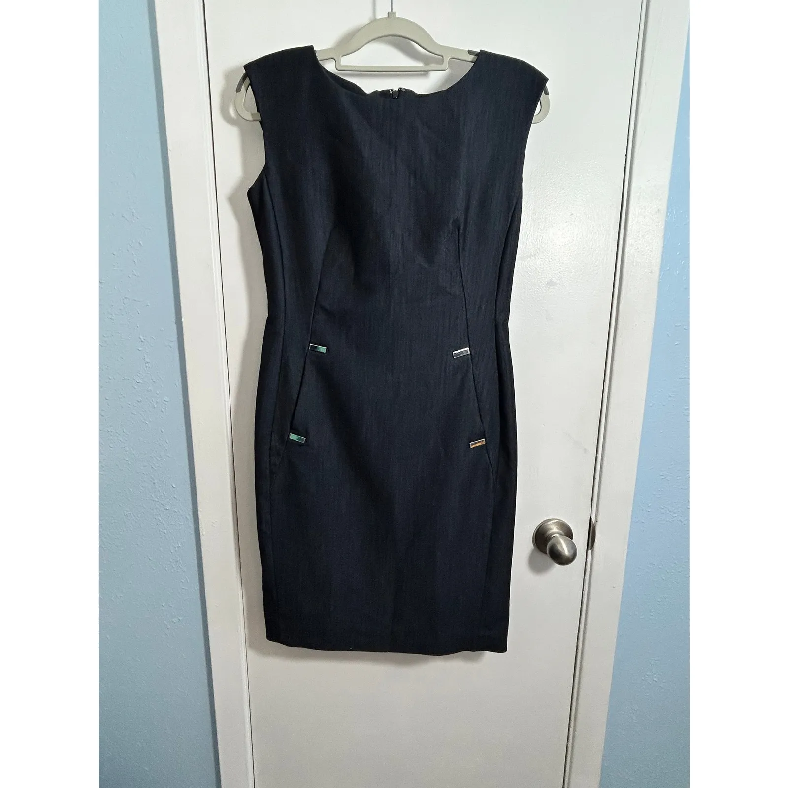 Calvin Klein Dress XS Navy Sleeveless Office Preppy Twee Minimalist - Image 2