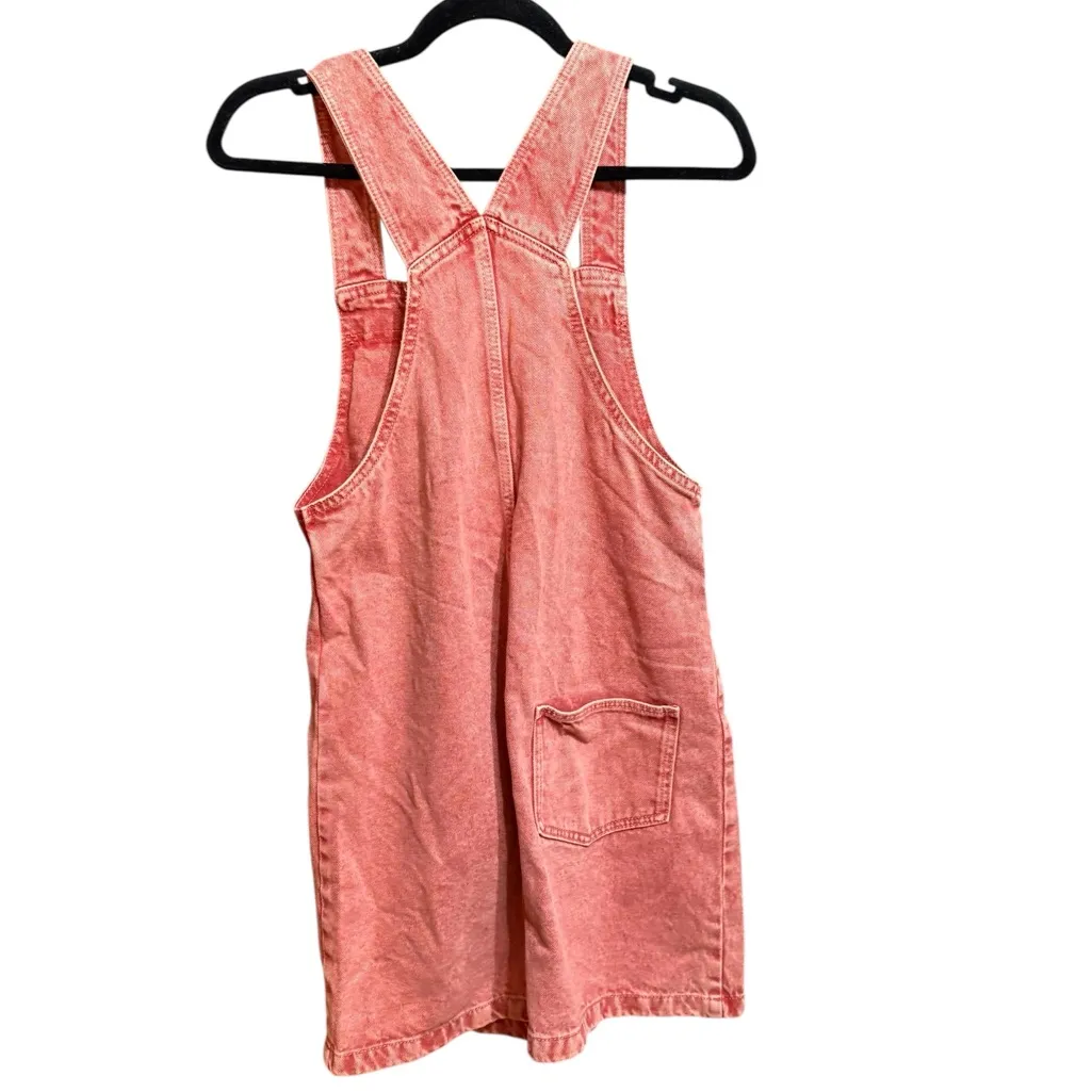 Mango Pocket Denim Pinafore Dress Faded Red/Pink Sz 2 Soft Girl Vibes Y2K Era - Image 5