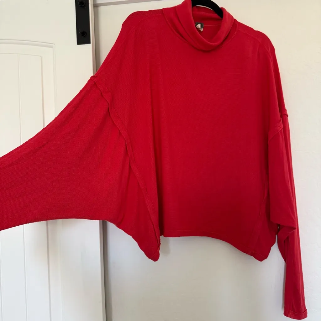 We The Free Free People Alameda Pullover Ribbed Turtleneck Bat Wing Boho Slouchy - Image 5