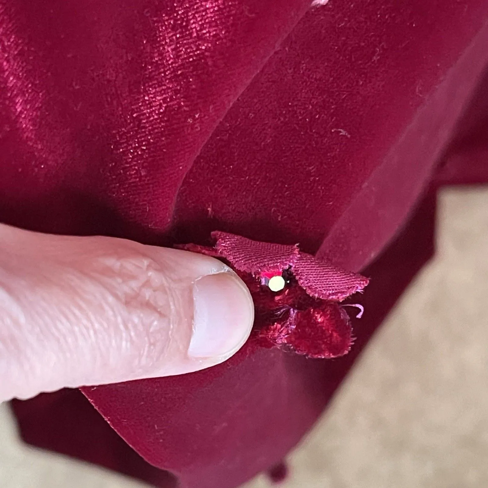 Vintage Y2k 90s Kathlin Argiro Atelier Dress Sz 4 Velvet Whimsigoth Vampy Goth Red - Image 8