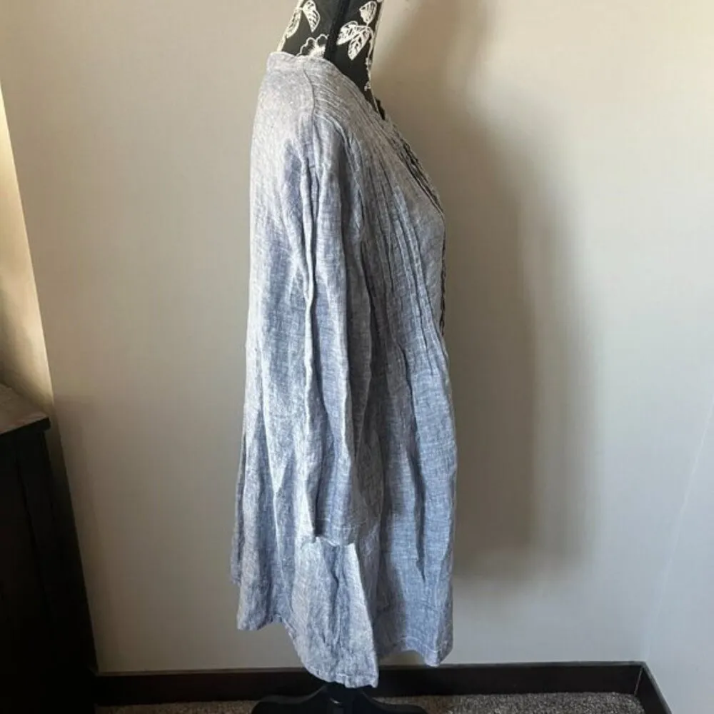 CP Shades Linen Womens Tunic Top Dress Blue Long Sleeve Xlarge - Image 5