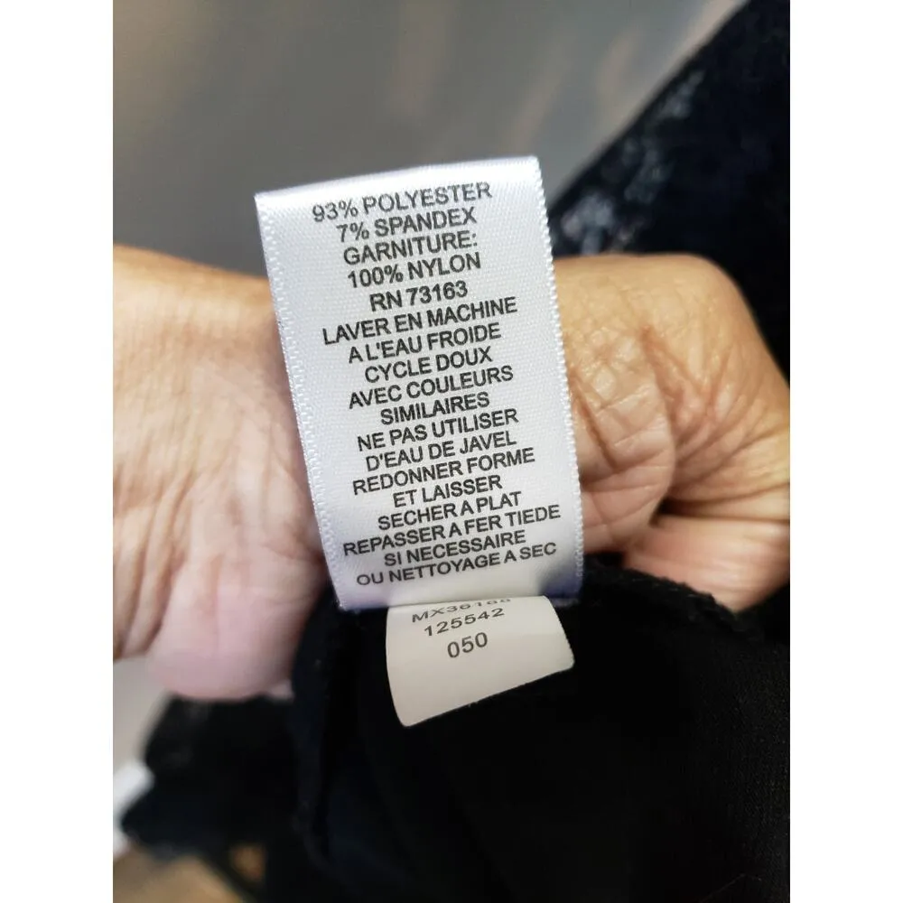 Women's Cupio M Black Lace Top with Long Sleeves and Scalloped Trim - Image 10