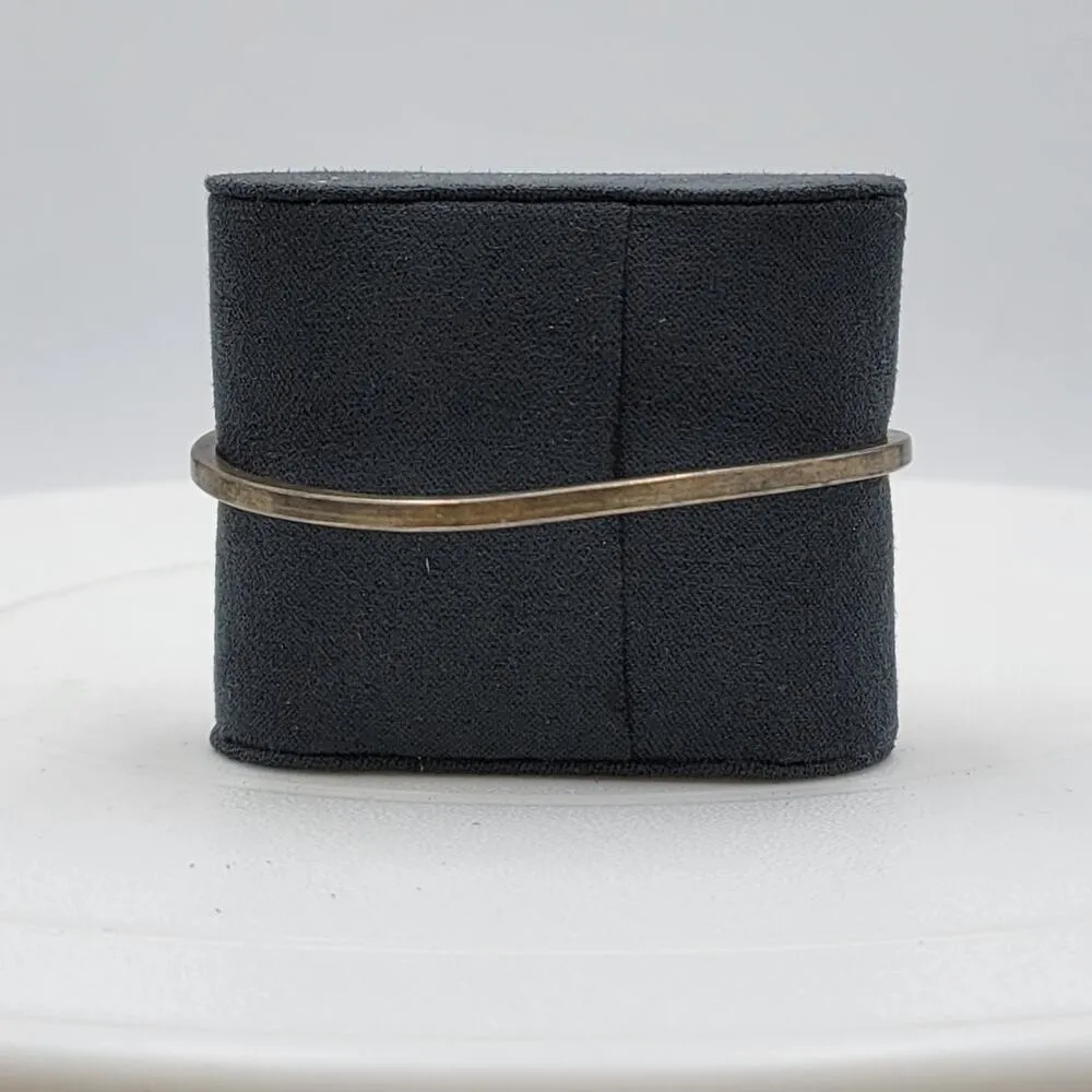VINTAGE Women's Jewelry Bow Ribbon Cuff Bracelet Silver Tone Blue Stone RARE - Image 7