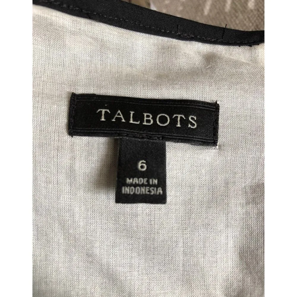 TALBOTS Black Daisy Eyelet Dress with white underneath & ribbon belt size 6 - Image 12